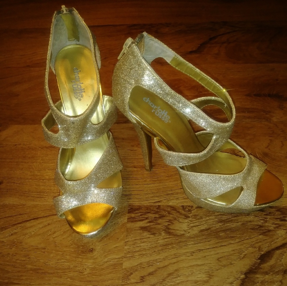 Gold glittery heels